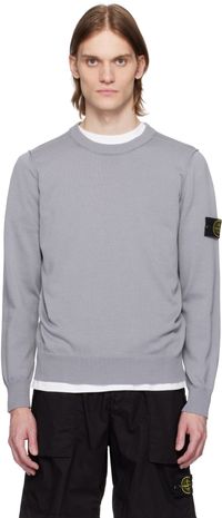 Stone Island Blue Soft Organic Cotton Sweater