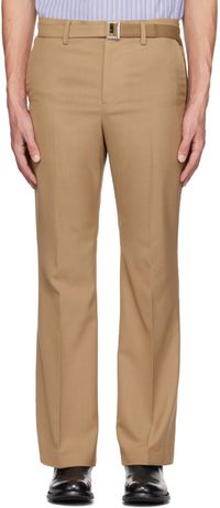 sacai Pantalon beige en tissu de costume