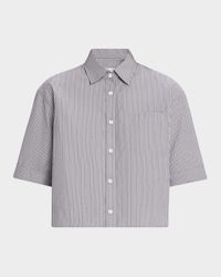 Railroad Stripe Cropped Oversized Shirt