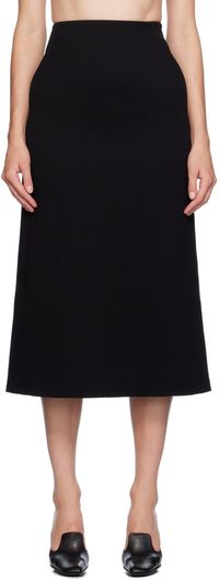 GIA STUDIOS Black Raw Edge Midi Skirt