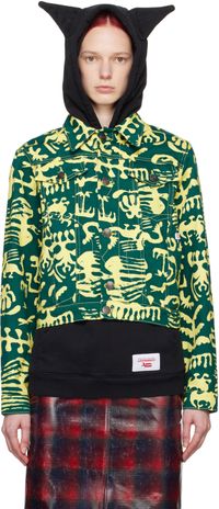 Charles Jeffrey LOVERBOY Green & Yellow Art Denim Jacket