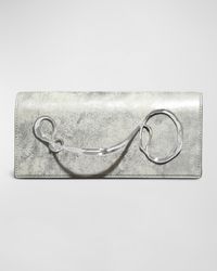 Twisted Metallic Leather Clutch Bag