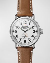 47mm Runwell Watch, White/Brown