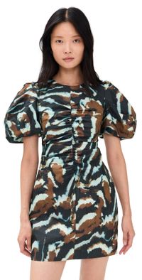 AMUR Tanner Puff Sleeve Mini Dress Aerial Terrain 8