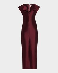 Peel Cap-Sleeve Sheath Midi Dress