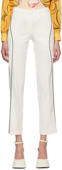 Pushbutton Pantalon blanc cassé à passepoils