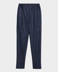 Men's Windowpane Pleated Stretch Pants