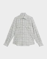 Men's Wool-Blend Plaid Overshirt with Pockets