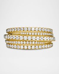 Pave Crossover Ring with Diamonds in 18K Gold, 11mm
