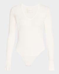 Helsa Ribbed Deep-V Bodysuit
