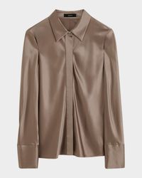 Brunel Button-Down Silk Satin Blouse