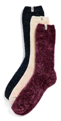 UGG Leda Sparkle Socks 3 Pack Cream/Wild Grape/Black One Size