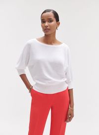 Caroll - Pull oversize col bateau en coton - Taille XL - Blanc