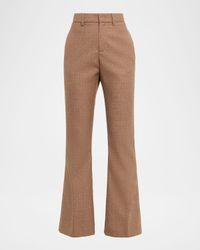 Flare-Leg Plaid Trousers