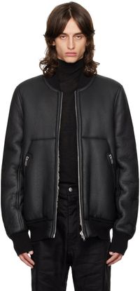 Rick Owens Black & Off-White Porterville Classic Flight Reversible Leather Jacket