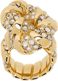 Lanvin Bague dorée à ornements Mélodie et à pierres du Rhin