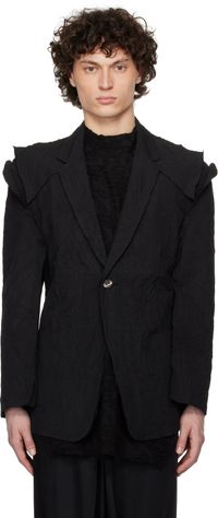CARNET-ARCHIVE Black Wired Deconstructed Crinkled Blazer