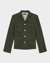 Wool Flannel Tailored Military Jacket