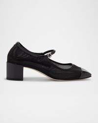Aline Mesh Square-Toe Mary Jane Pumps