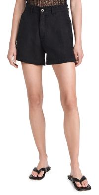 DL1961 Taylor Shorts Ultra High Rise 3 Black Linen (Linen) 32
