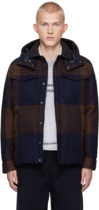 Moncler Brown & Blue Ladurns Hooded Wool Down Jacket