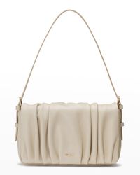 Bell Flap Ruched Leather Shoulder Bag
