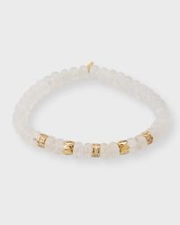 14K Yellow Gold Moonstone Bead Bracelet with Diamonds