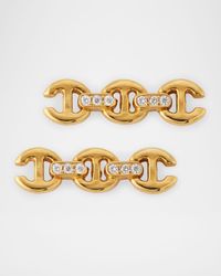 18K Yellow Gold 3mm Toggle Stud Earrings with Diamond Bridges