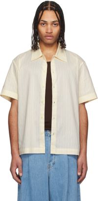 Dunst Off-White Collared Striped Shirt