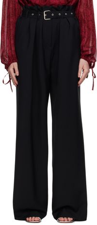 Dries Van Noten Black Belted Wool Trousers