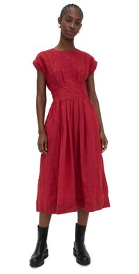 Sea Imogen Solid Midi Dress Red 8