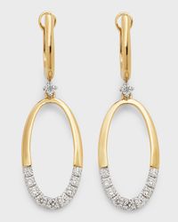 18K Yellow and White Gold Open Oval-Shape Diamond Earrings