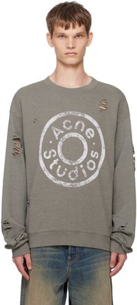 Acne Studios Green Printed-Logo Sweatshirt
