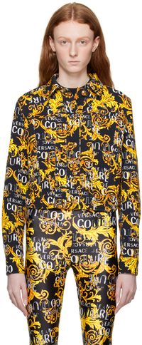 Versace Jeans Couture Black Graphic Denim Jacket