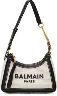 Balmain Beige Raffia B-Army Shoulder Bag