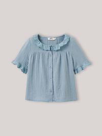 Cyrillus - Chemise en gaze en coton biologique - Taille 16A - Bleu