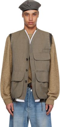 Maison Margiela Brown Sleeveless Wool Vest