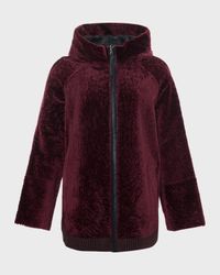 Reversible Shearling Lamb Zip Parka Jacket With Side Slits