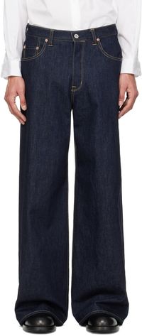 FUMITO GANRYU Navy Reverse 5P Jeans