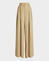 Greer Silk-Linen Twill Pleated Pants