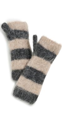 Jocelyn Alpaca Knit Colorblock Fingerless Mitten Grey One Size