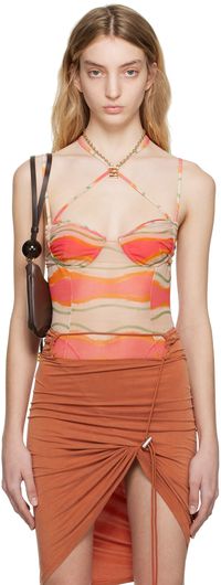JACQUEMUS Multicolor Le Raphia 'Le Body Ilha' Bodysuit