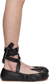 YUME YUME Black Faux-Leather Ballerina Flats