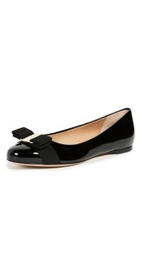 FERRAGAMO Varina Patent Flats Nero 4 B