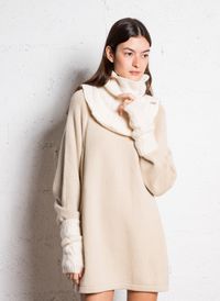 Ba&sh - Robe pull courte en laine et coton - Taille 2 - Beige
