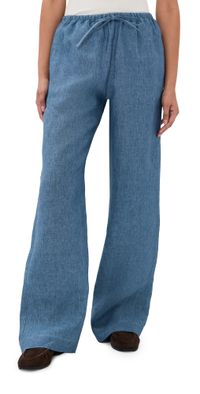 Róhe Relaxed Linen Trousers Ocean Blue 34