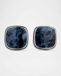 Men's Exotic Stone Cuff Links with Gemstones in Silver, 18mm