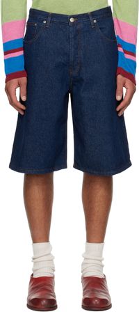 Edward Cuming Indigo Lightweight Denim Circle Window Shorts