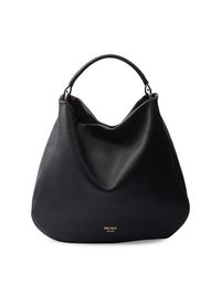 Women's Large Leather Shoulder Bag - Black