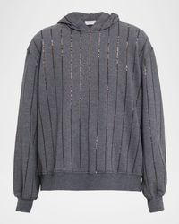 Paillette Striped Hooded Sweatshirt